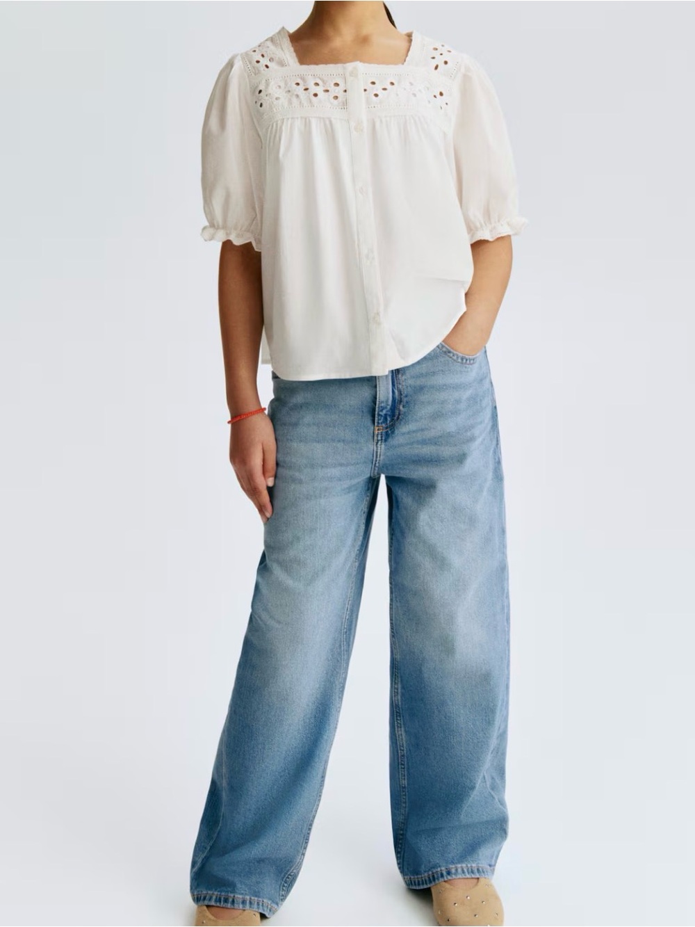 H&M Girls Wide Leg High Waist Jeans 12